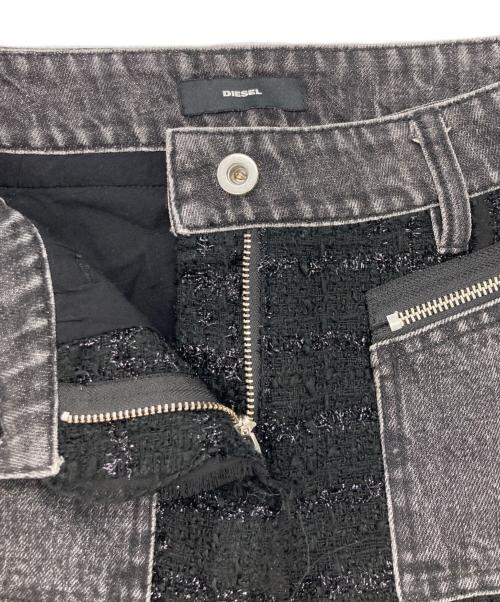 DIESEL（ディーゼル）DIESEL (ディーゼル) ツィード切替スカート ブラック サイズ:24の古着・服飾アイテム