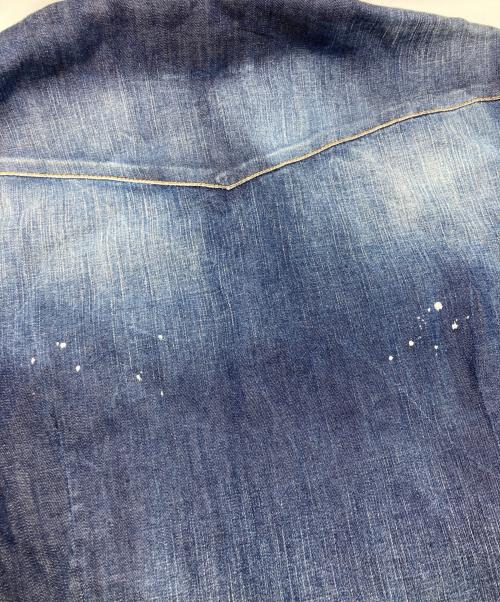 DSQUARED2（ディースクエアード）DSQUARED2 (ディースクエアード) ブリーチ ダメージ加工 ウエスタンデニムシャツ インディゴ サイズ:44の古着・服飾アイテム