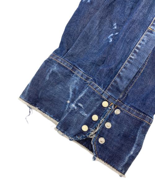DSQUARED2（ディースクエアード）DSQUARED2 (ディースクエアード) ブリーチ ダメージ加工 ウエスタンデニムシャツ インディゴ サイズ:44の古着・服飾アイテム