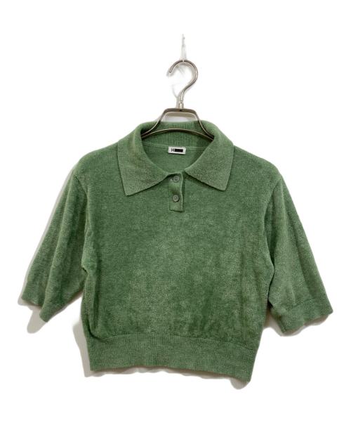 H BEAUTY&YOUTH（エイチ ビューティー&ユース）H BEAUTY&YOUTH (エイチ ビューティー&ユース) モールヤーンニットポロシャツ グリーン サイズ:Freeの古着・服飾アイテム