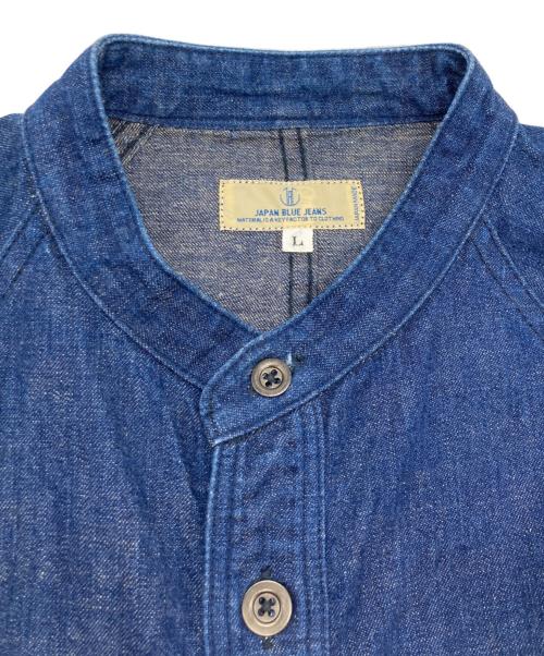 JAPAN BLUE JEANS（ジャパンブルージーンズ）JAPAN BLUE JEANS (ジャパンブルージーンズ) 8oz ミリタリー デニム ノーカラーシャツジャケット インディゴ サイズ:SIZE Lの古着・服飾アイテム
