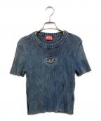 DIESELディーゼル）の古着「メタルロゴS/Sニット」｜インディゴ