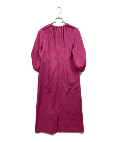 BALLSEY（ボールジィ）BALLSEY (ボールジィ) コンパクトサッカー ギャザーVネックワンピース ピンク サイズ:SIZE 36の古着・服飾アイテム