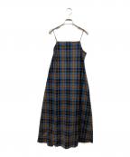 Curensologyカレンソロジー）の古着「チェックコットンキャミソールワンピース」｜ブルー