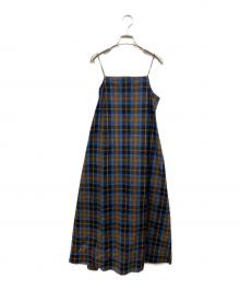 Curensology（カレンソロジー）の古着「チェックコットンキャミソールワンピース」｜ブルー