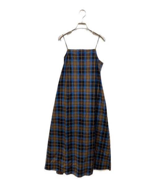 Curensology（カレンソロジー）Curensology (カレンソロジー) チェックコットンキャミソールワンピース ブルー サイズ:SIZE Freeの古着・服飾アイテム