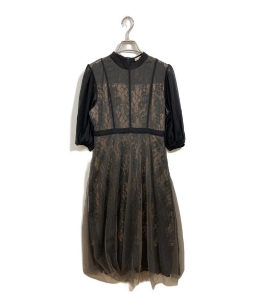 LeJa（レジャ）LeJa (レジャ) ハイウエストチュールレースAラインワンピースドレス」 ブラック サイズ:Mの古着・服飾アイテム