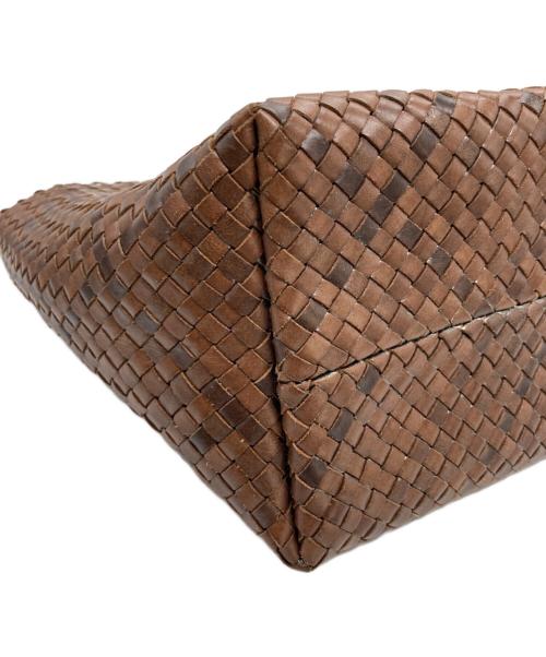 HIROFU（ヒロフ）HIROFU (ヒロフ) レザーメッシュトートバッグ ブラウンの古着・服飾アイテム