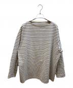 COMOLIコモリ）の古着「ボーダーボートネック」｜アイボリー
