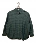 Blanc YMブランワイエム）の古着「SILK PLAID WIDE SHIRTS」｜グリーン