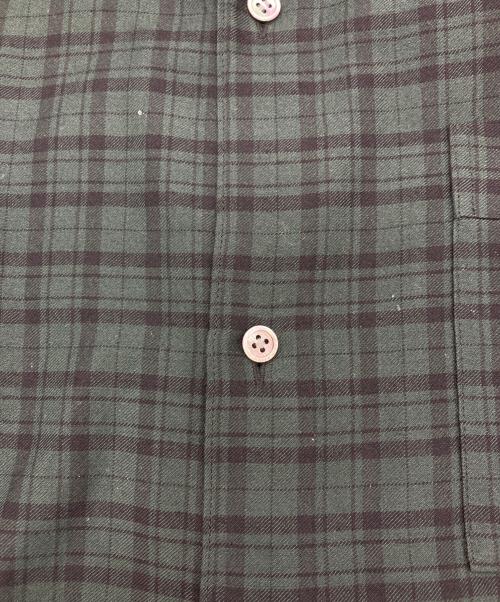 Blanc YM（ブランワイエム）Blanc YM (ブランワイエム) SILK PLAID WIDE SHIRTS グリーン サイズ:Mの古着・服飾アイテム