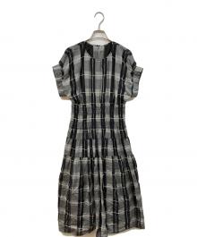 CELFORD（セルフォード）の古着「ロングマキシ丈チェックワンピース」｜ブラック