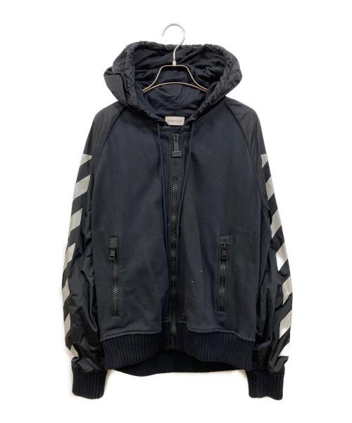 MONCLER（モンクレール）MONCLER (モンクレール) OFFWHITE (オフホワイト) リフレクトロゴジップパーカー ブラック サイズ:SIZE Mの古着・服飾アイテム