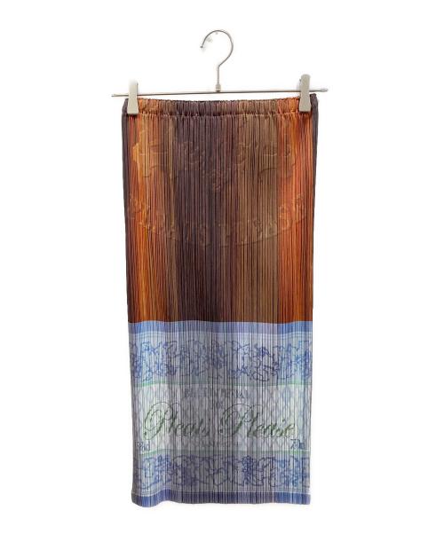 PLEATS PLEASE（プリーツプリーズ）PLEATS PLEASE (プリーツプリーズ) シャンパンボトル柄 プリーツスカート マルチカラー サイズ:1の古着・服飾アイテム