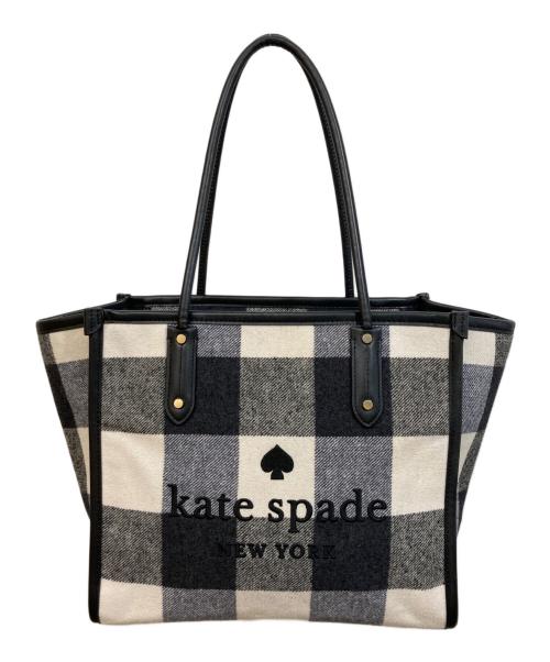 Kate Spade（ケイトスペード）Kate Spade (ケイトスペード) エラ フェスティブ チェック ファブリック トート ブラックの古着・服飾アイテム