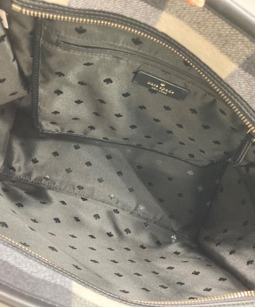 Kate Spade（ケイトスペード）Kate Spade (ケイトスペード) エラ フェスティブ チェック ファブリック トート ブラックの古着・服飾アイテム