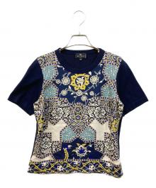 ETRO（エトロ）の古着「切替シルクカットソー」｜ネイビー