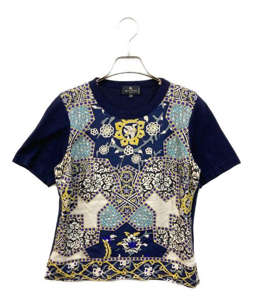 ETRO（エトロ）ETRO (エトロ) 切替シルクカットソー ネイビー サイズ:SIZE 40の古着・服飾アイテム