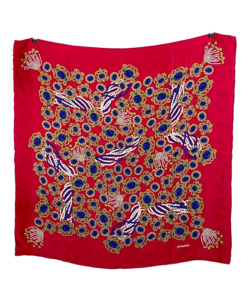 CHANEL（シャネル）CHANEL (シャネル) ジュエリー柄シルクスカーフ レッドの古着・服飾アイテム