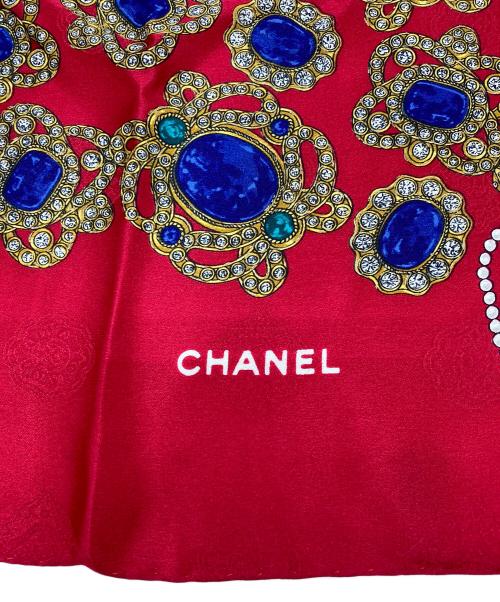 CHANEL（シャネル）CHANEL (シャネル) ジュエリー柄シルクスカーフ レッドの古着・服飾アイテム