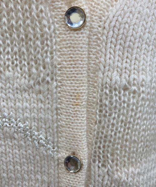 Yves Saint Laurent tricots（イブサンローラントリコット）Yves Saint Laurent tricots (イブサンローラントリコット) ビジューニットカーディガン ベージュ サイズ:Mの古着・服飾アイテム