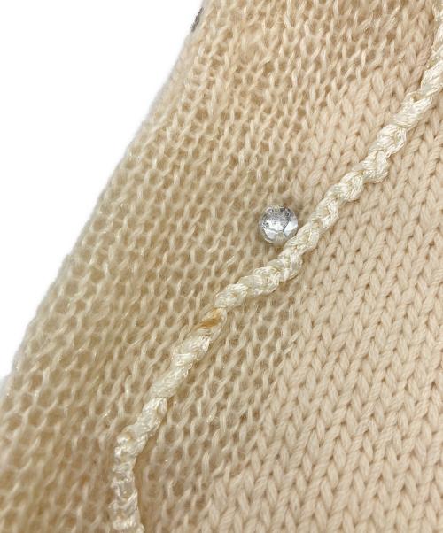 Yves Saint Laurent tricots（イブサンローラントリコット）Yves Saint Laurent tricots (イブサンローラントリコット) ビジューニットカーディガン ベージュ サイズ:Mの古着・服飾アイテム