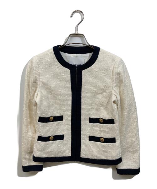Loulou Willoughby（ルルウィルビー）Loulou Willoughby (ルルウィルビー) バイカラーツイードジャケット アイボリー サイズ:1の古着・服飾アイテム