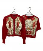 ETROエトロ）の古着「シルク切替アンサンブルカーディガン」｜レッド