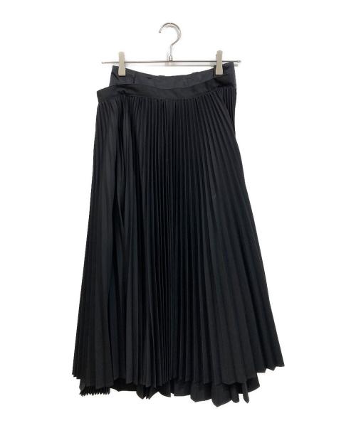 sacai（サカイ）sacai (サカイ) プリーツ ドッキング アシンメトリースカート ブラック サイズ:SIZE 1の古着・服飾アイテム