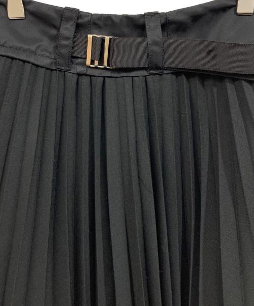 sacai（サカイ）sacai (サカイ) プリーツ ドッキング アシンメトリースカート ブラック サイズ:SIZE 1の古着・服飾アイテム