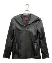 hazama（ハザマ）の古着「レザーセーラージャケット」｜ブラック