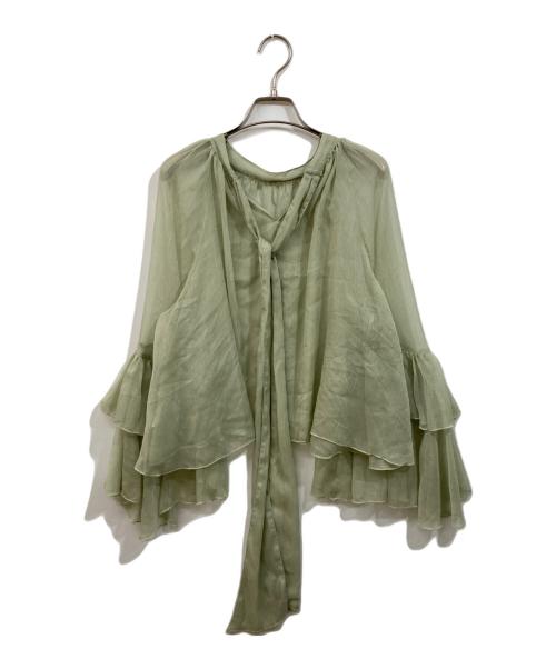 Snidel（スナイデル）Snidel (スナイデル) ラッフルミニセットアップ 黄緑の古着・服飾アイテム