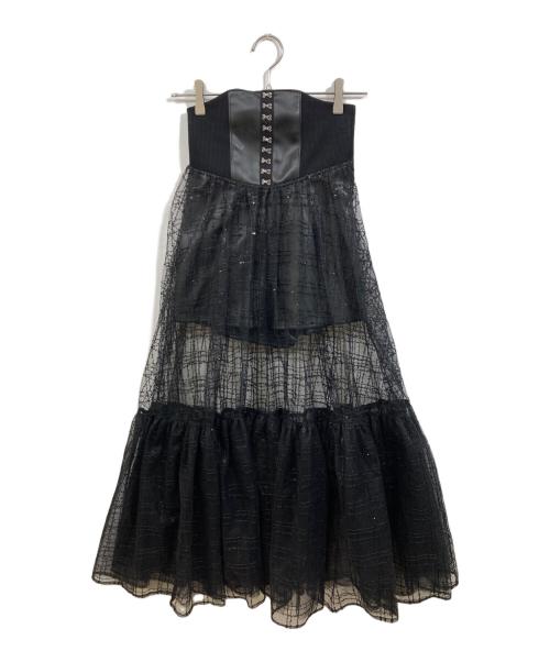 darich（ダーリッチ）darich (ダーリッチ) コルセットスパンコールチュールスカート ブラック サイズ:Freeの古着・服飾アイテム