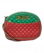 GUCCIグッチ）の古着「キルティングミニショルダーバッグ」｜レッド×グリーン×ゴールド