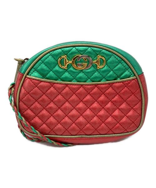 GUCCI（グッチ）GUCCI (グッチ) キルティングミニショルダーバッグ レッド×グリーン×ゴールドの古着・服飾アイテム