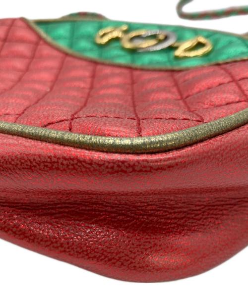 GUCCI（グッチ）GUCCI (グッチ) キルティングミニショルダーバッグ レッド×グリーン×ゴールドの古着・服飾アイテム