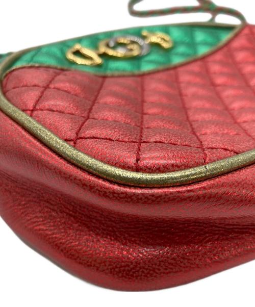 GUCCI（グッチ）GUCCI (グッチ) キルティングミニショルダーバッグ レッド×グリーン×ゴールドの古着・服飾アイテム