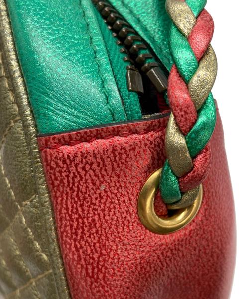 GUCCI（グッチ）GUCCI (グッチ) キルティングミニショルダーバッグ レッド×グリーン×ゴールドの古着・服飾アイテム