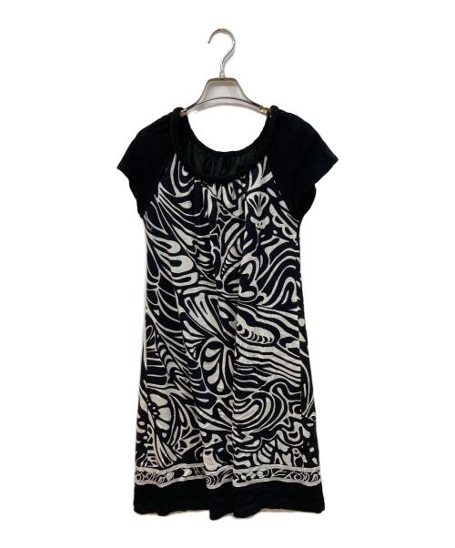 LEONARD（レオナール）LEONARD (レオナール) 総柄ノースリーブワンピース ブラック サイズ:SIZE 2の古着・服飾アイテム