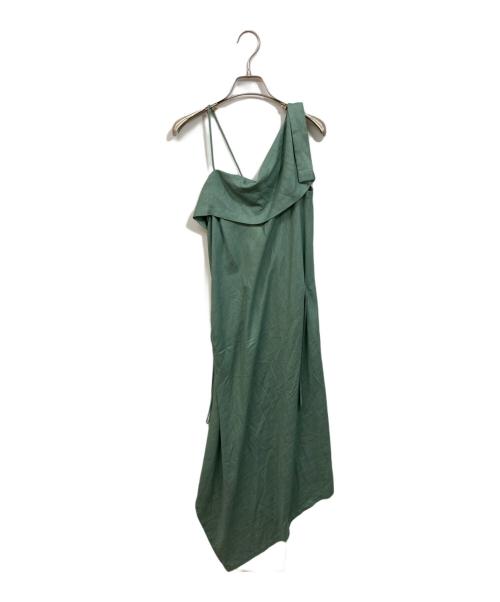 ISSEY MIYAKE（イッセイミヤケ）ISSEY MIYAKE (イッセイミヤケ) Asymmetry Wrap Dress 黄緑 サイズ:SIZE 2の古着・服飾アイテム