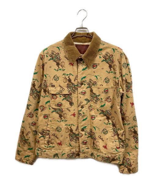 CALEE（キャリー）CALEE (キャリー) ロデオ柄デニムジャケット ブラウン サイズ:SIZE XLの古着・服飾アイテム