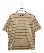 stussyステューシー）の古着「ボーダーTシャツ」｜ベージュ