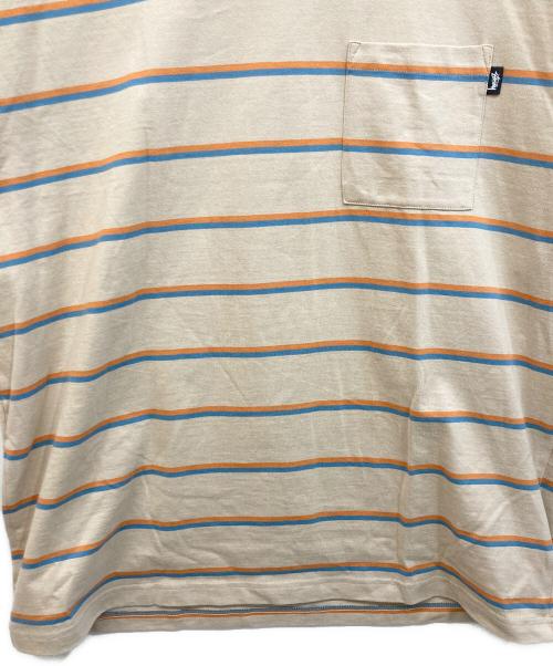 stussy（ステューシー）stussy (ステューシー) ボーダーTシャツ ベージュ サイズ:Lの古着・服飾アイテム