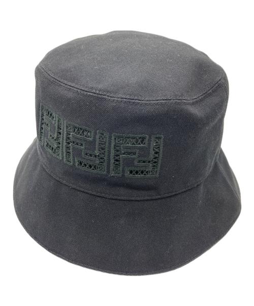 FENDI（フェンディ）FENDI (フェンディ) メッシュロゴバケットハット ブラックの古着・服飾アイテム