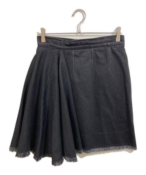 ALEXANDER McQUEEN（アレキサンダーマックイーン）ALEXANDER McQUEEN (アレキサンダーマックイーン) アシメデザイン ミニスカート ブラック サイズ:42の古着・服飾アイテム