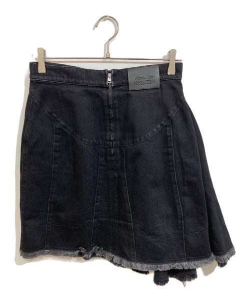 ALEXANDER McQUEEN（アレキサンダーマックイーン）ALEXANDER McQUEEN (アレキサンダーマックイーン) アシメデザイン ミニスカート ブラック サイズ:42の古着・服飾アイテム