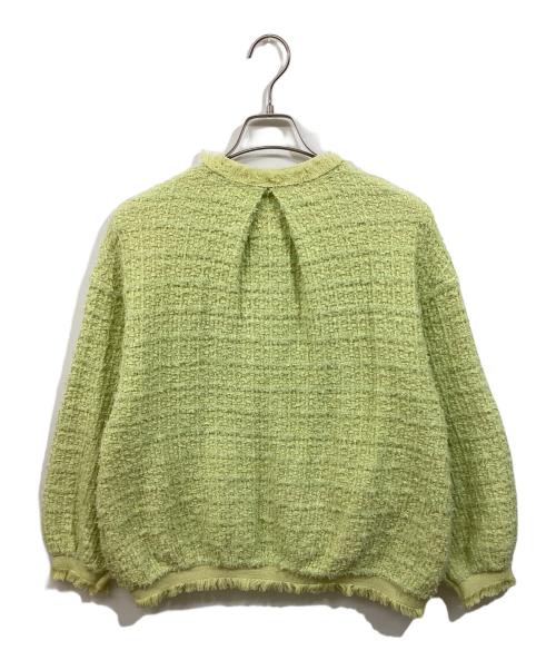 Mila Owen（ミラオーウェン）Mila Owen (ミラオーウェン) ツイードニットジャケット 黄緑の古着・服飾アイテム