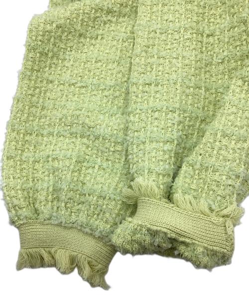 Mila Owen（ミラオーウェン）Mila Owen (ミラオーウェン) ツイードニットジャケット 黄緑の古着・服飾アイテム