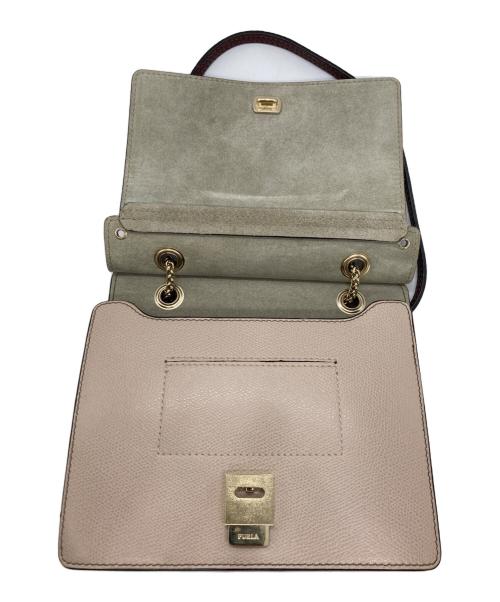 FURLA（フルラ）FURLA (フルラ) バイカラーチェーンショルダーバッグ ピンク×ベージュの古着・服飾アイテム