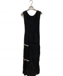 FRAY ID（フレイ アイディー）の古着「ニットコンビタックティアードワンピ」｜ブラック